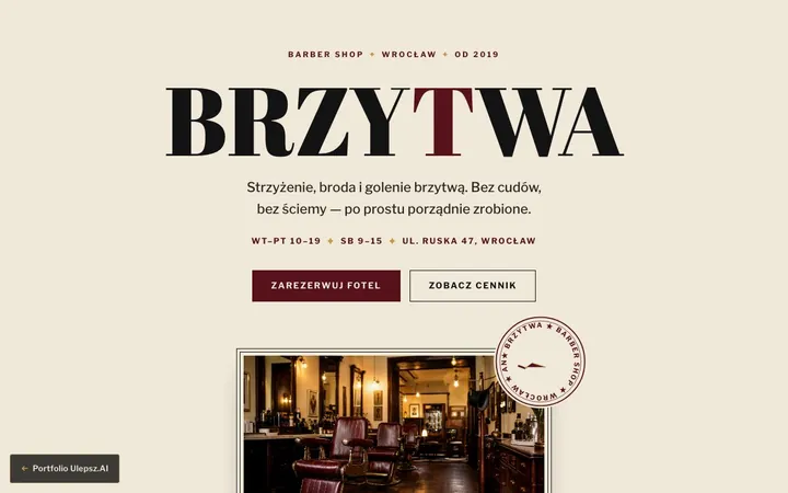 Podgląd strony: BRZYTWA — Barber shop