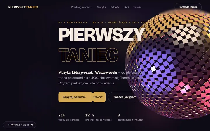 Podgląd strony: PIERWSZY TANIEC — DJ weselny & konferansjer