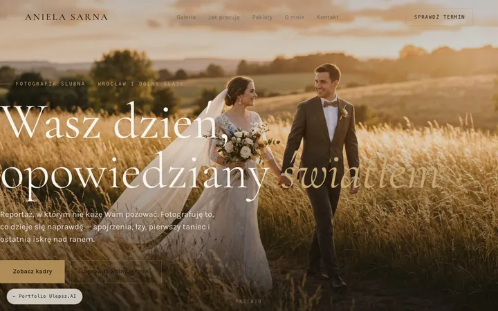 Podgląd strony: Aniela Sarna — Fotografia ślubna