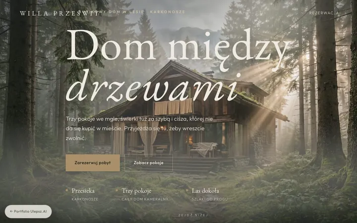 Podgląd strony: Willa PRZEŚWIT — Hotel butikowy