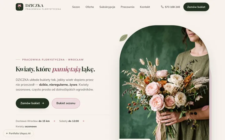 Podgląd strony: DZICZKA — Pracownia florystyczna