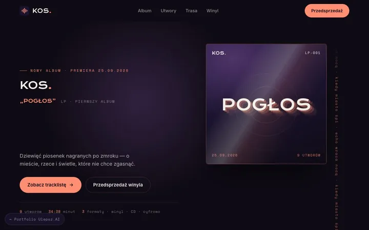Podgląd strony: KOS. — Muzyk — album „Pogłos"