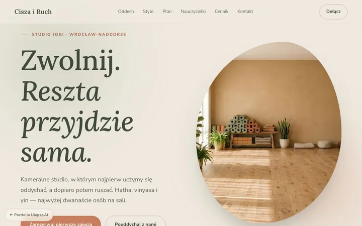 Podgląd strony: Cisza i Ruch — Studio jogi