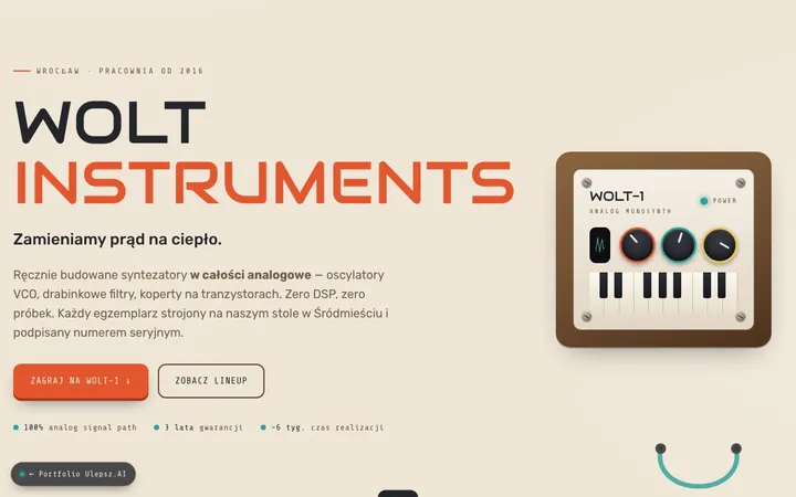 Podgląd strony: WOLT Instruments — Syntezatory analogowe