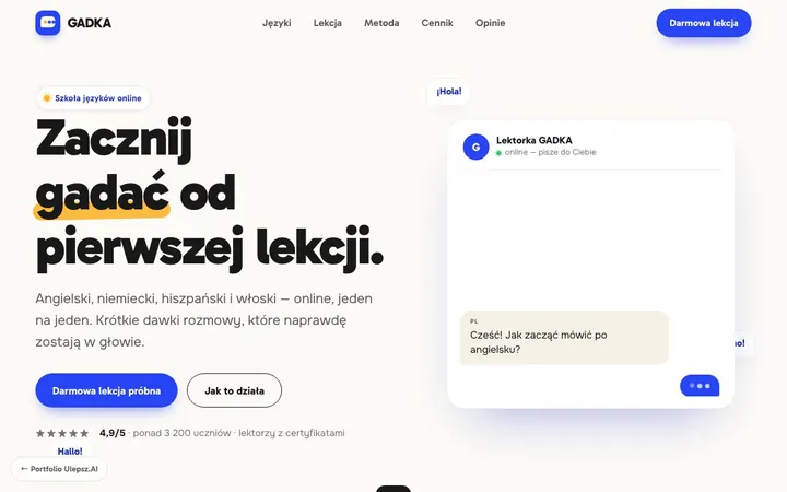 Podgląd strony: GADKA — Szkoła języków online