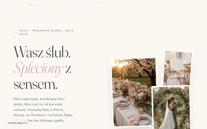 Podgląd strony: SPLOT — Wedding & event planner
