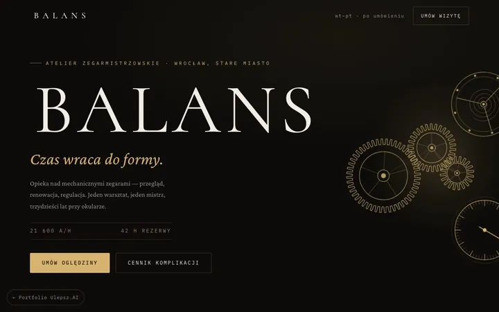 Podgląd strony: BALANS — Atelier zegarmistrzowskie